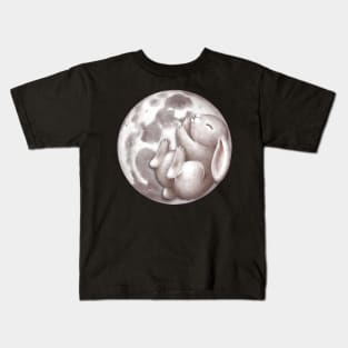 Cute bunny sleeping on the moon. Kids T-Shirt